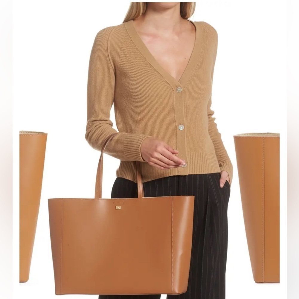 FRAME le signature tote bag in Camel color. - Picture 2 of 7